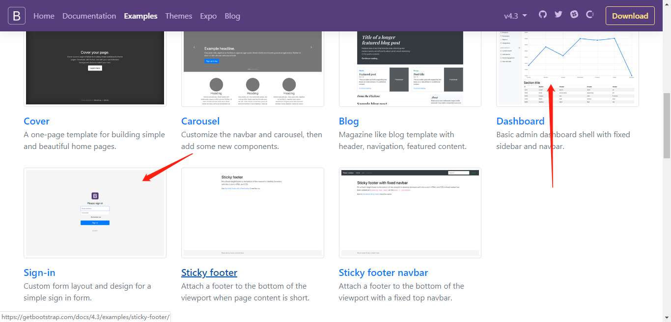 bootstarp的官方实例页面